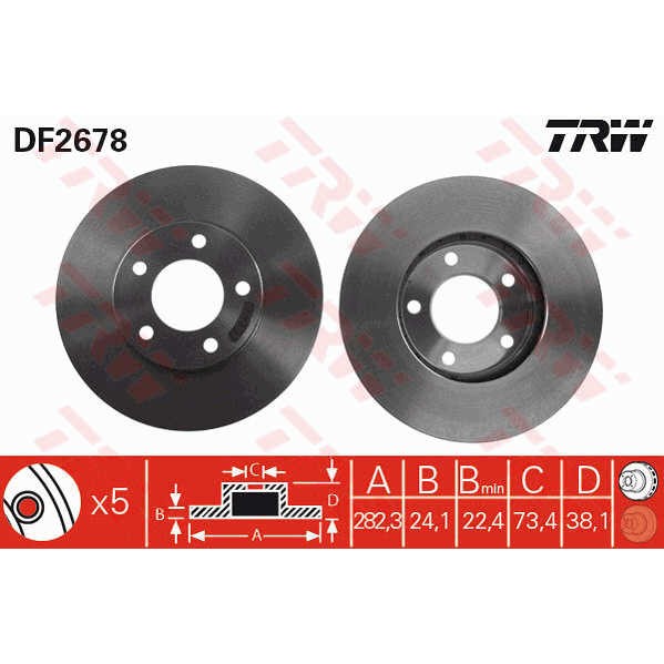 Слика на Кочионен диск TRW DF2678