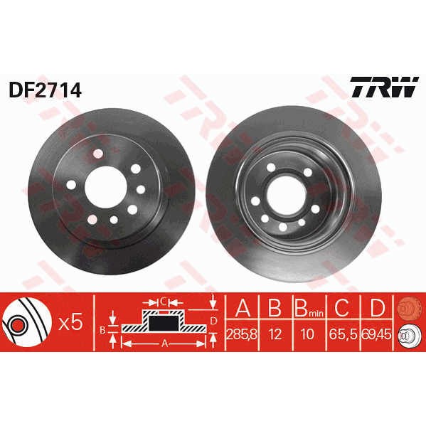 Слика на Кочионен диск TRW DF2714