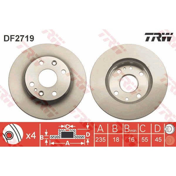 Слика на Кочионен диск TRW DF2719