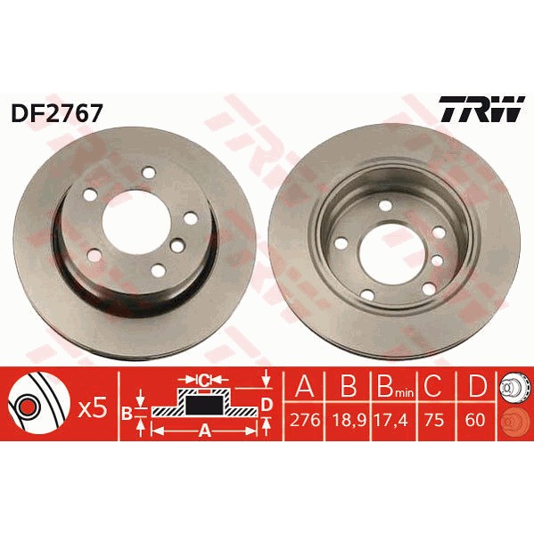 Слика на Кочионен диск TRW DF2767