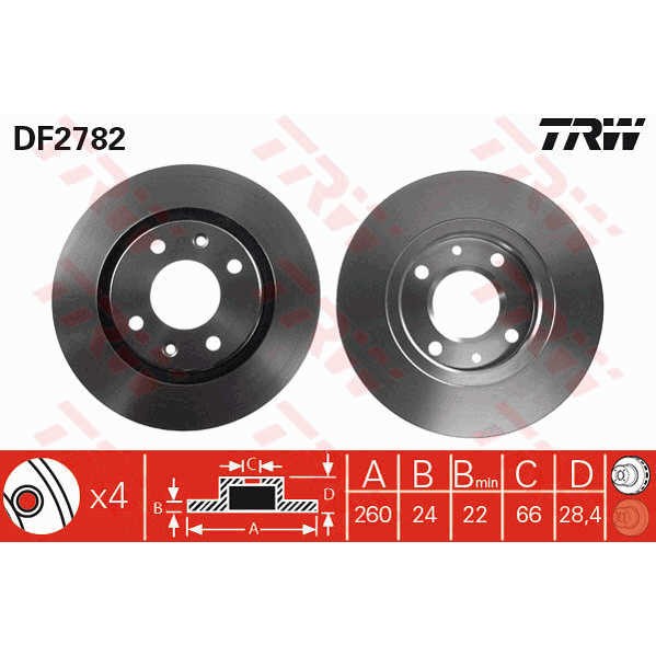 Слика на Кочионен диск TRW DF2782