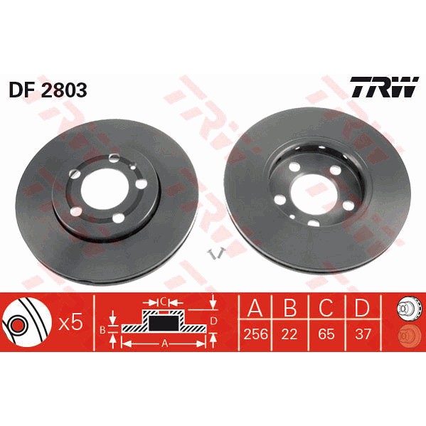 Слика на кочионен диск TRW DF2803 за VW Bora комби (1J6) 1.6 FSI - 110 коњи бензин