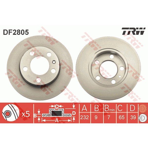 Слика на Кочионен диск TRW DF2805