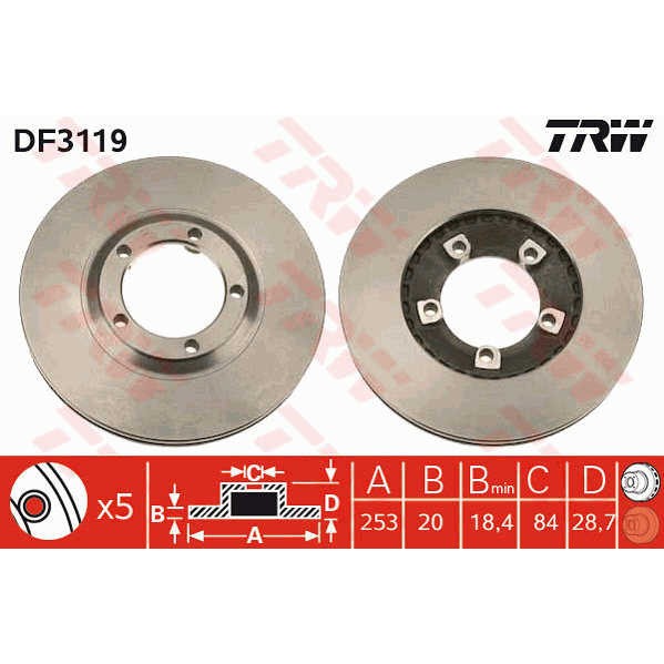 Слика на Кочионен диск TRW DF3119