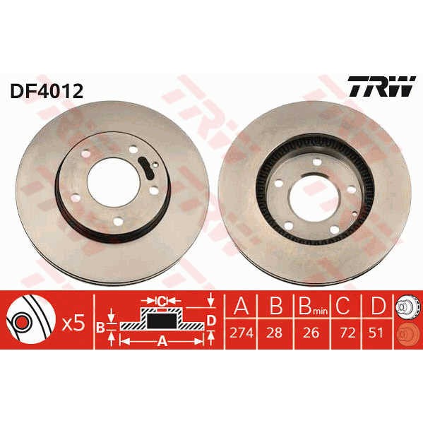 Слика на Кочионен диск TRW DF4012