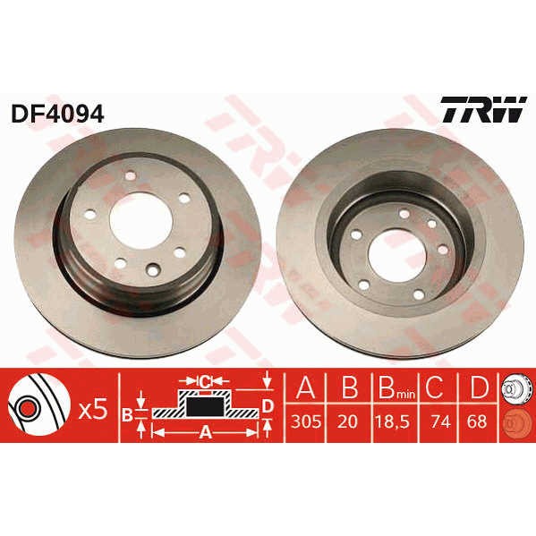 Слика на Кочионен диск TRW DF4094