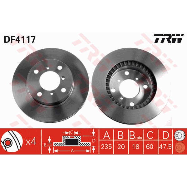 Слика на Кочионен диск TRW DF4117