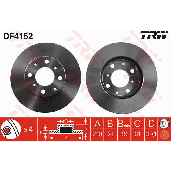 Слика на Кочионен диск TRW DF4152