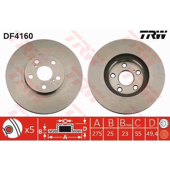 Слика на Кочионен диск TRW DF4160