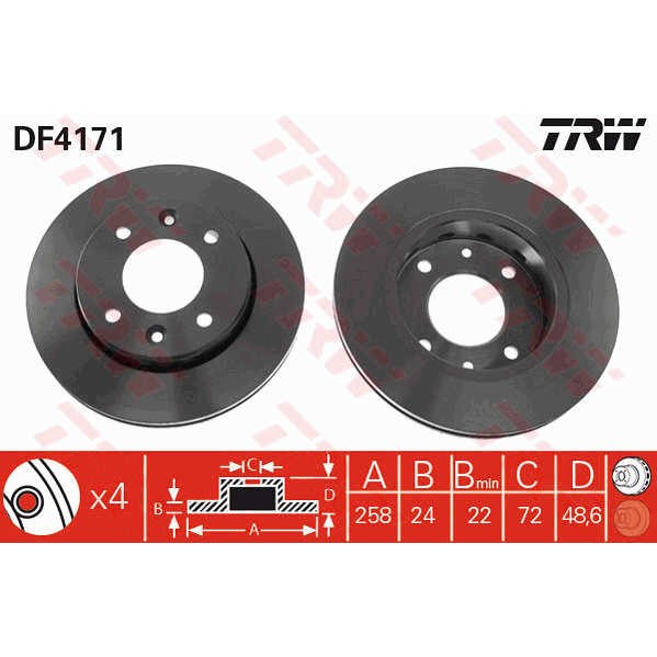 Слика на Кочионен диск TRW DF4171