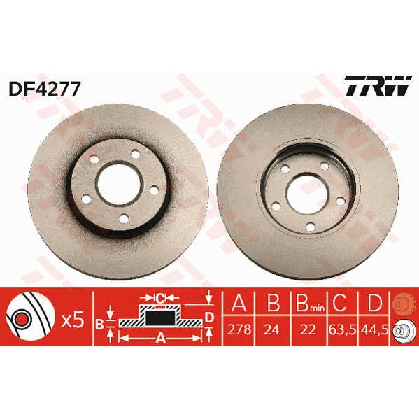 Слика на Кочионен диск TRW DF4277