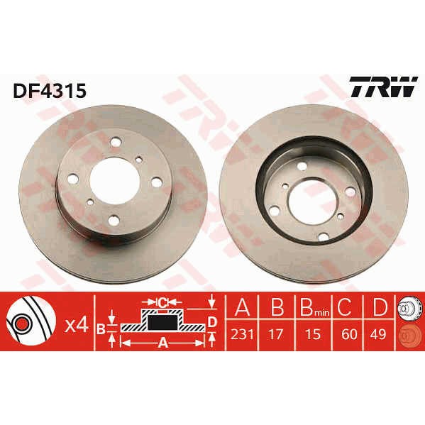 Слика на Кочионен диск TRW DF4315