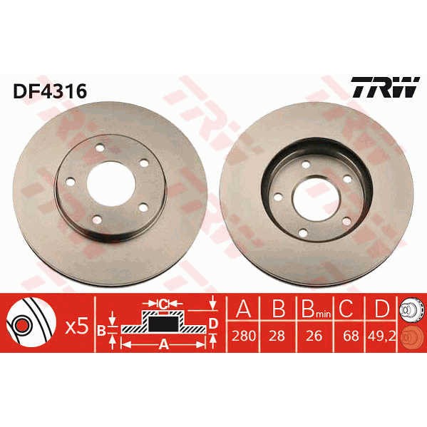 Слика на Кочионен диск TRW DF4316