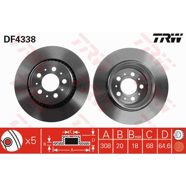 Слика на Кочионен диск TRW DF4338