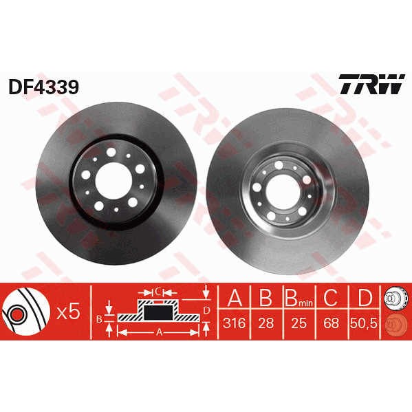 Слика на Кочионен диск TRW DF4339