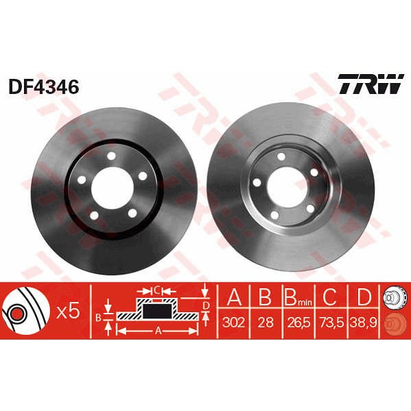 Слика на Кочионен диск TRW DF4346