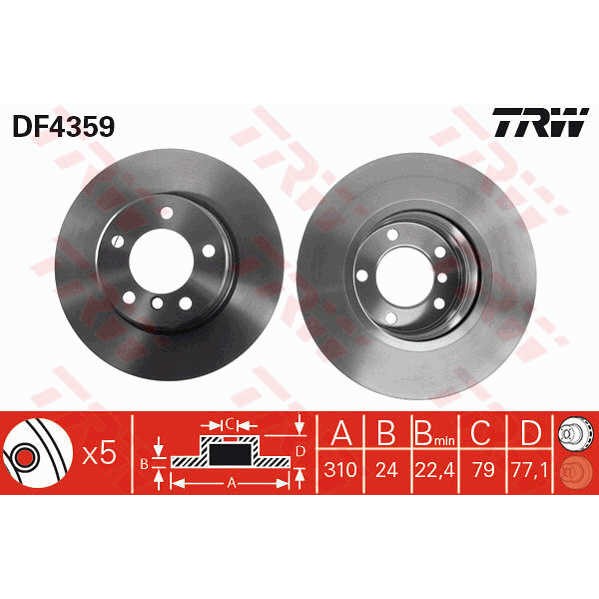 Слика на Кочионен диск TRW DF4359