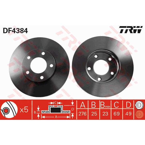 Слика на Кочионен диск TRW DF4384