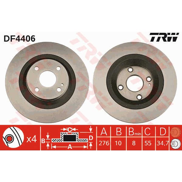 Слика на кочионен диск TRW DF4406 за Mazda MX-5 (NB) 1.8 - 146 коњи бензин