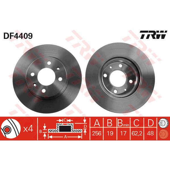 Слика на Кочионен диск TRW DF4409