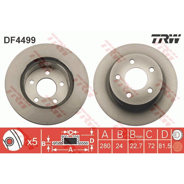 Слика на Кочионен диск TRW DF4499