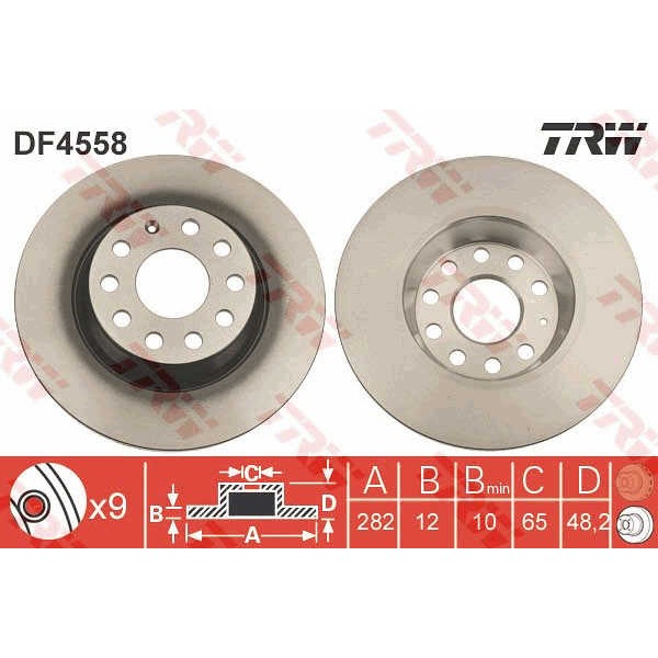 Слика на кочионен диск TRW DF4558 за Seat Toledo 3 (5P2) 2.0 TFSI - 200 коњи бензин