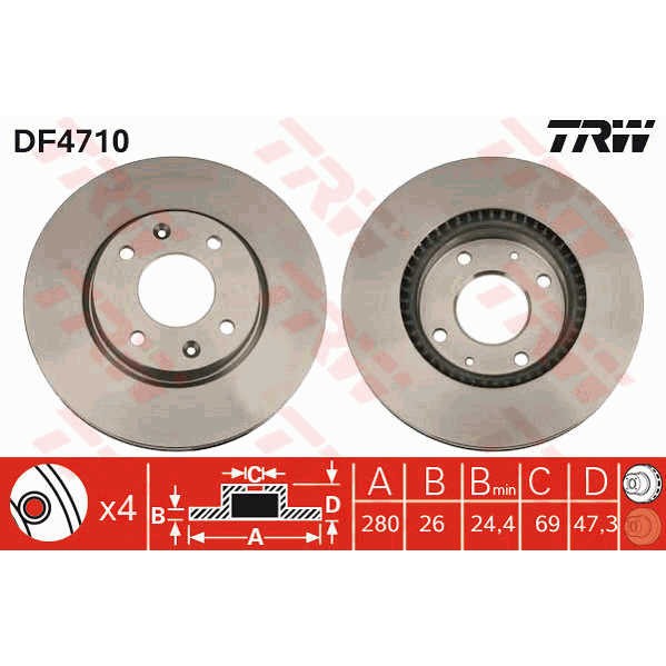 Слика на Кочионен диск TRW DF4710