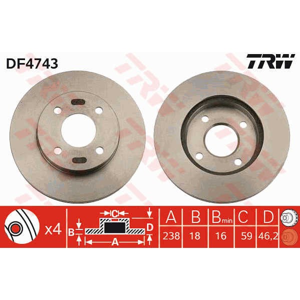 Слика на Кочионен диск TRW DF4743