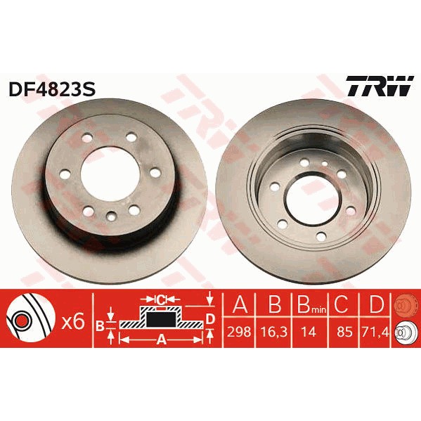 Слика на кочионен диск TRW DF4823S за Mercedes Sprinter 3-t Platform (906) 213 CDI (906.111, 906.113, 906.211, 906.213) - 129 коњи дизел