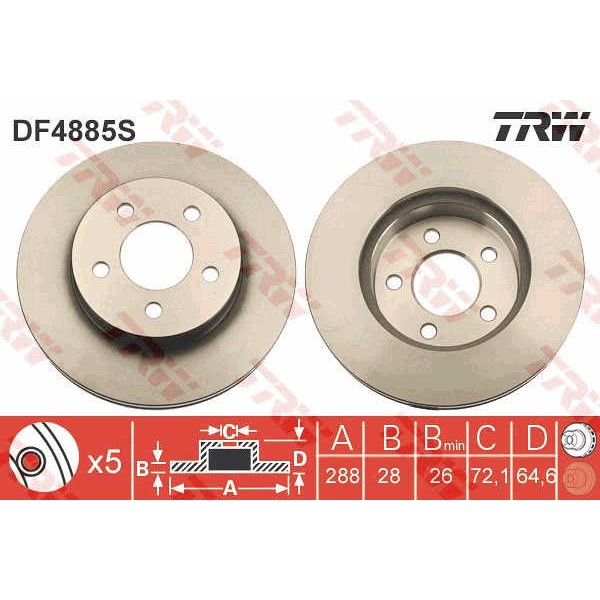 Слика на Кочионен диск TRW DF4885S