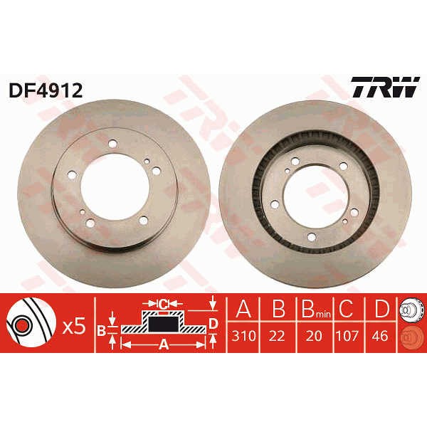 Слика на Кочионен диск TRW DF4912