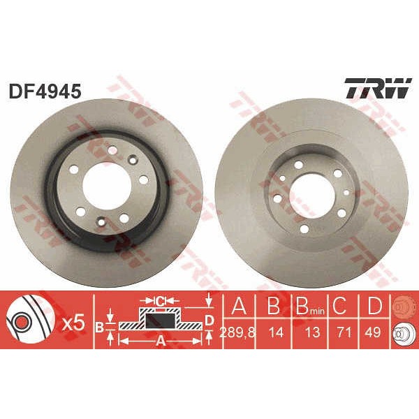 Слика на Кочионен диск TRW DF4945