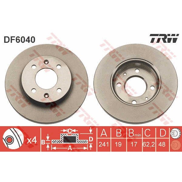 Слика на Кочионен диск TRW DF6040