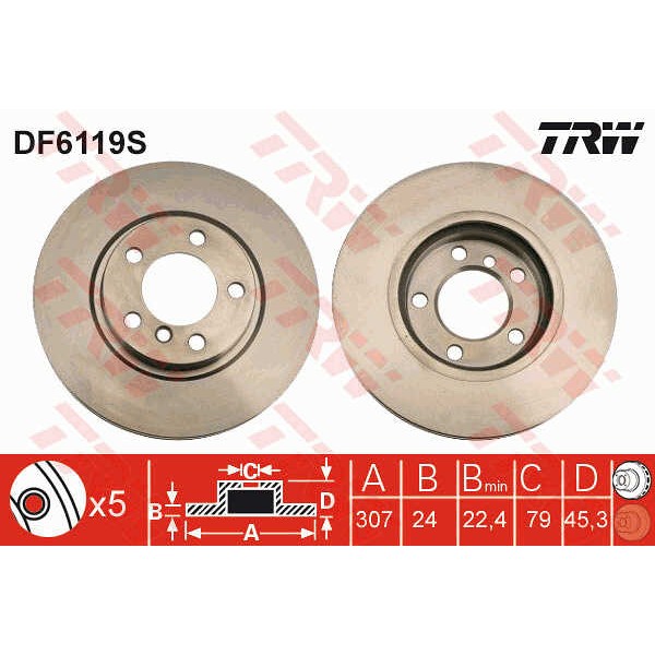 Слика на Кочионен диск TRW DF6119S