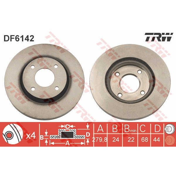 Слика на Кочионен диск TRW DF6142