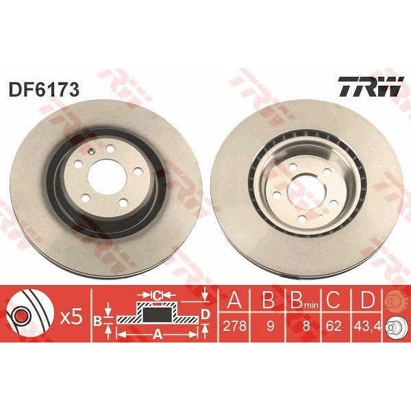 Слика на Кочионен диск TRW DF6173