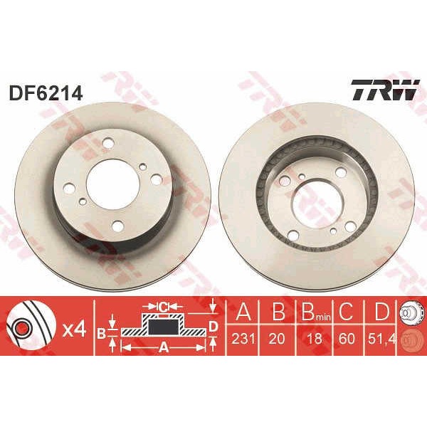 Слика на Кочионен диск TRW DF6214