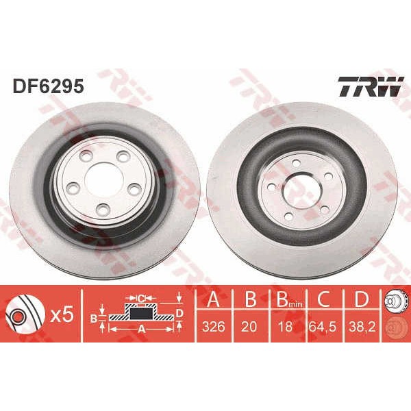 Слика на кочионен диск TRW DF6295 за Jaguar XF Saloon (J05,CC9) 3.0 D - 275 коњи дизел