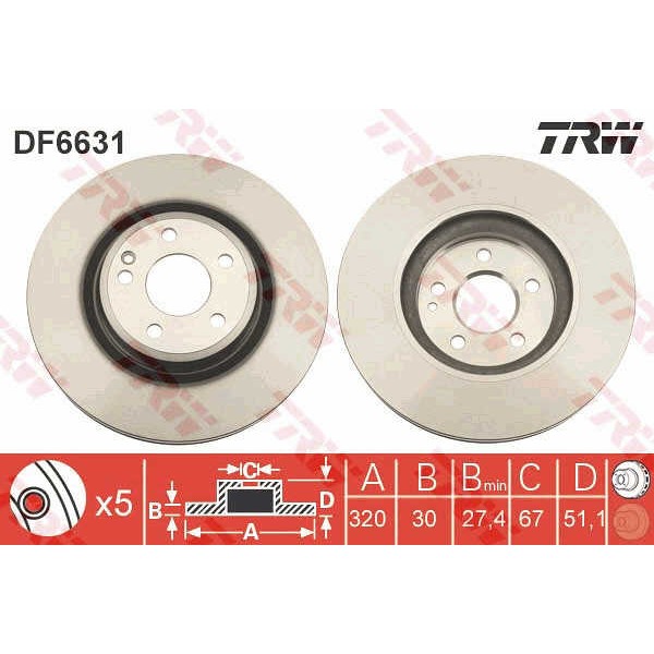 Слика на Кочионен диск TRW DF6631