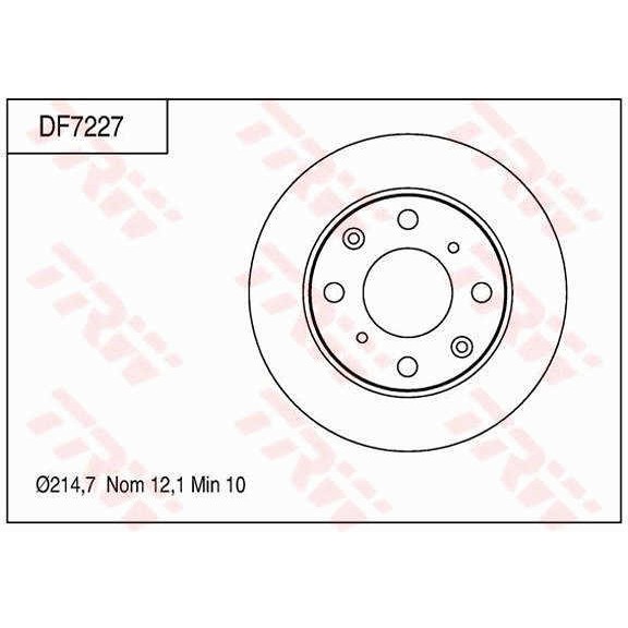 Слика на кочионен диск TRW DF7227 за Honda Life 2003 0.7 iDSI - 52 коњи бензин