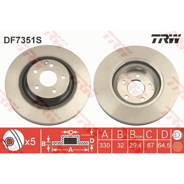 Слика на Кочионен диск TRW DF7351S