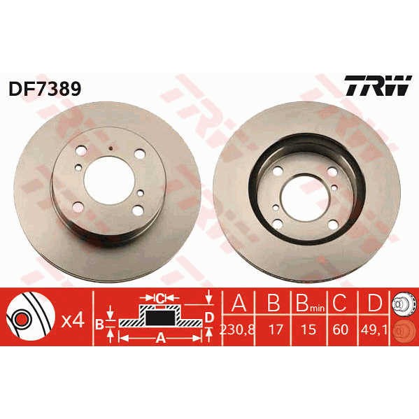 Слика на Кочионен диск TRW DF7389