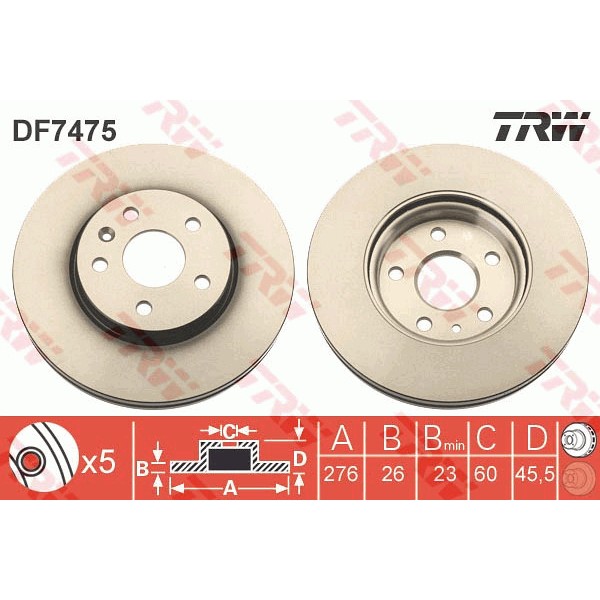 Слика на Кочионен диск TRW DF7475