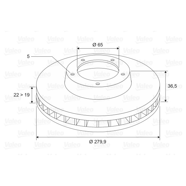 Слика на кочионен диск VALEO 186604 за VW Bora Sedan (1J2) 2.0 - 115 коњи бензин