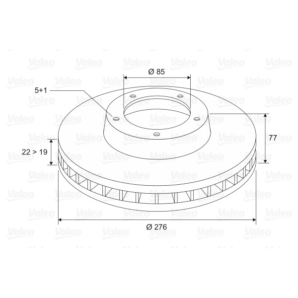 Слика на кочионен диск VALEO 186774 за VW LT 28-46 2 Platform (2DX0FE) 2.8 TDI - 125 коњи дизел