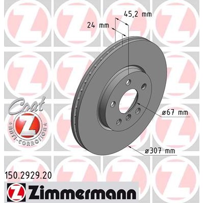 Слика на кочионен диск ZIMMERMANN 150.2929.20 за BMW 2 Active Tourer F45 220 i - 192 коњи бензин