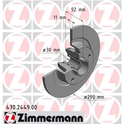 Слика на кочионен диск ZIMMERMANN 470.2449.00 за Renault Grand Scenic 3 (JZ0-1) 2.0 dCi (JZ0Y) - 150 коњи дизел