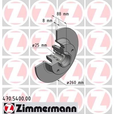 Слика на кочионен диск ZIMMERMANN 470.5400.00 за Renault Megane 3 Hatchback 1.6 16V Bifuel (BZ03) - 110 коњи Бензин/Автогаз (LPG)