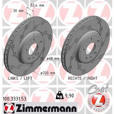 Слика на кочионен диск ZIMMERMANN BLACK Z 100.3331.53 за Audi A5 (8T3) 2.0 TFSI quattro - 211 коњи бензин