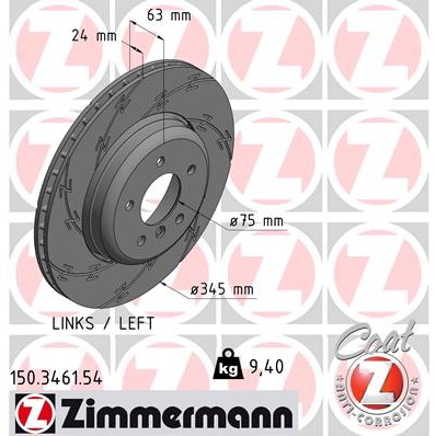 Слика на кочионен диск ZIMMERMANN BLACK Z 150.3461.54 за BMW 5 Sedan E60 530 d - 218 коњи дизел